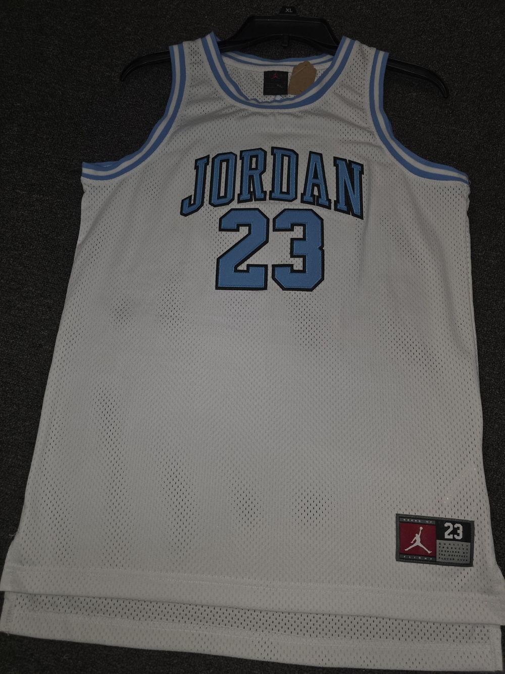 Youth Jordan 23 White & Light Blue Basketball Jersey